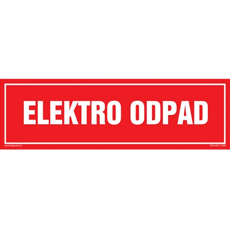 Značka ELEKTRO ODPAD, samolepicí fólie, 290 × 85 mm